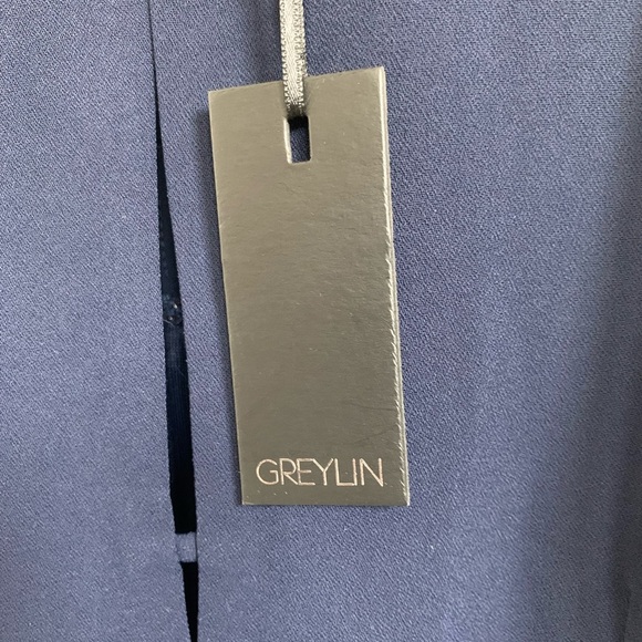 Greylin Artemis Navy Cutout Cropped Jumpsuit, Size Large - Picture 6 of 9